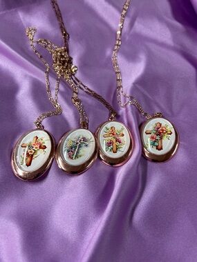 Rose Gold Floral Cross 2“x1.5“pendant  Necklace - Women Jewelry sold separately